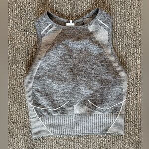 HIIT ASOS Seamless Sports Bra Crop Top Gray Racerback Strappy Back Size S
